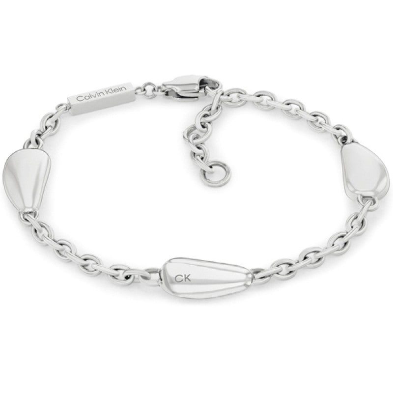 Γυναικείο βραχιόλι Calvin Klein 35000603 ατσάλινο ασημί με ενσωματωμένα στοιχεία σε σχήμα δάκρυ.