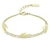 Γυναικείο βραχιόλι Lacoste 2040470 ατσάλινο σε χρυσό χρώμα από ανοξείδωτο ατσάλι με στοιχεία από το λογότυπο της εταιρίας.