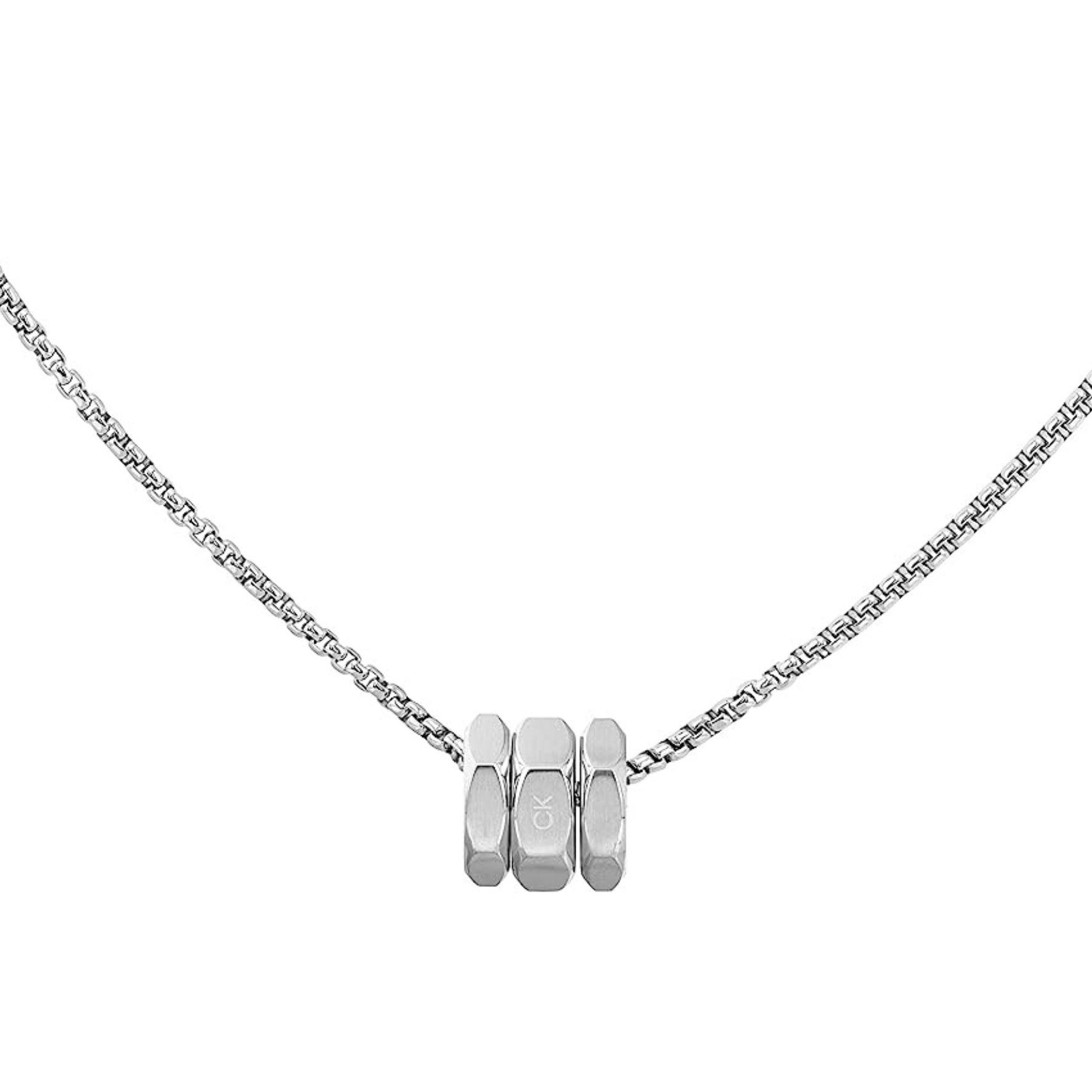 Κολιέ calvin klein 35000258 με αλυσίδα και κρεμαστό σε ασημένιο χρώμα.