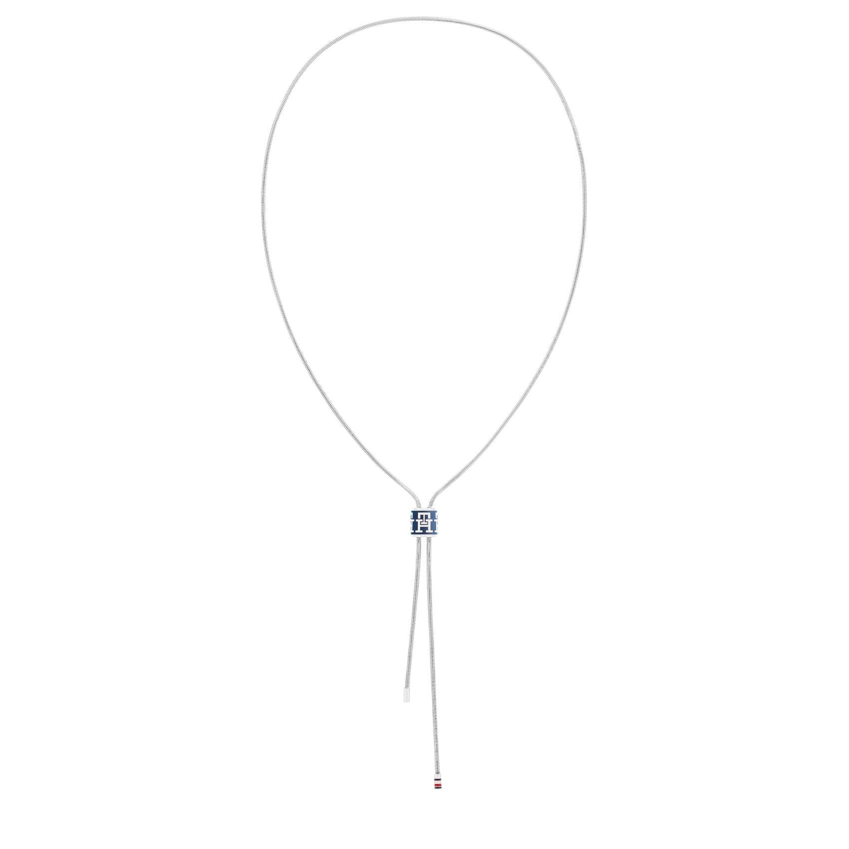 Γυναικείο κολιέ Tommy Hilfiger 2780884 με στοιχείο από μπλε σμάλτο και ασσύμετρες καταλήξεις, κατασκευασμένο από ανοξείδωτο ατσάλι σε ασημί χρώμα.