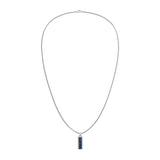 Ανδρικό κολιέ Tommy Hilfiger 2790542, με ορθογώνιο στοιχείο ενσωματομένο στην αλυσίδα κατασκευασμένο από χειρουργικό ατσάλι σε ασημένιο χρώμα με μπλε όνυχα.