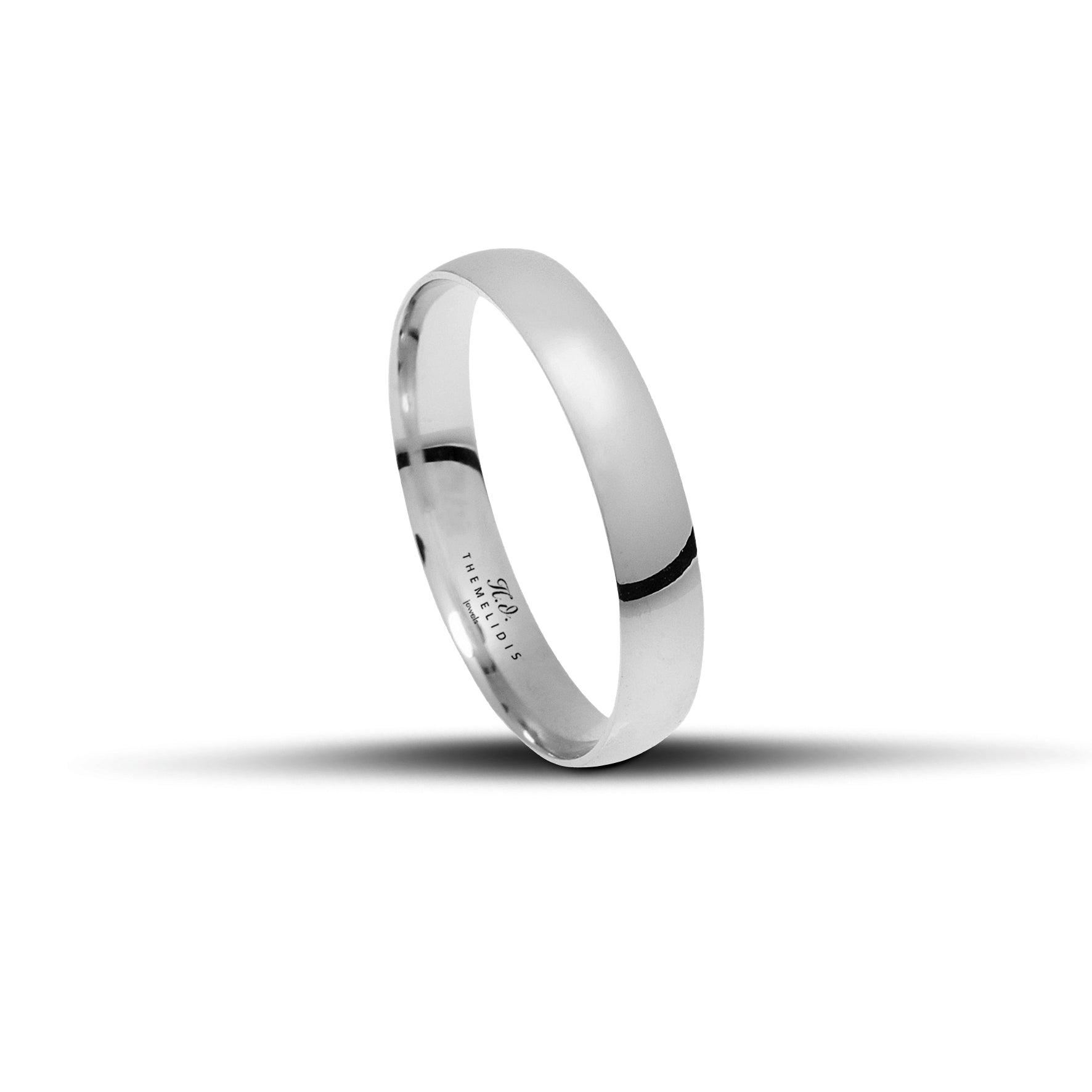 Κλασικές βέρες γάμου. Λευκόχρυσος. Πλάτος 4mm.