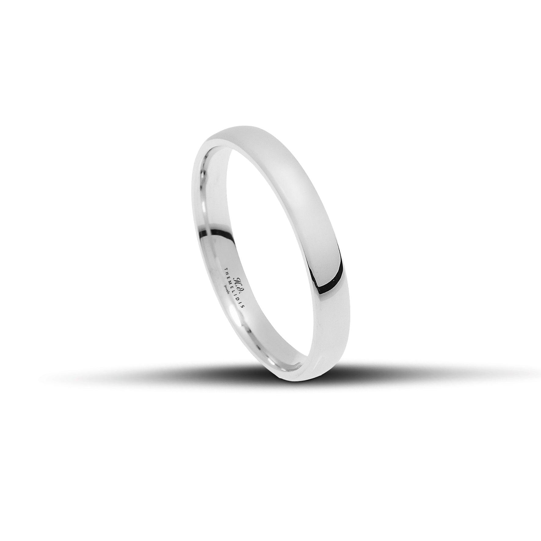 Κλασικές βέρες γάμου λευκόχρυσες. Λουστράτες. Πλάτος 3.5mm