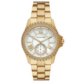 Γυναικείο ρολόι Michael Kors Everest MK7401 με χρυσό ατσάλινο μπρασελέ και άσπρο φίλντισι καντράν διαμέτρου 40mm με ζιργκόν.