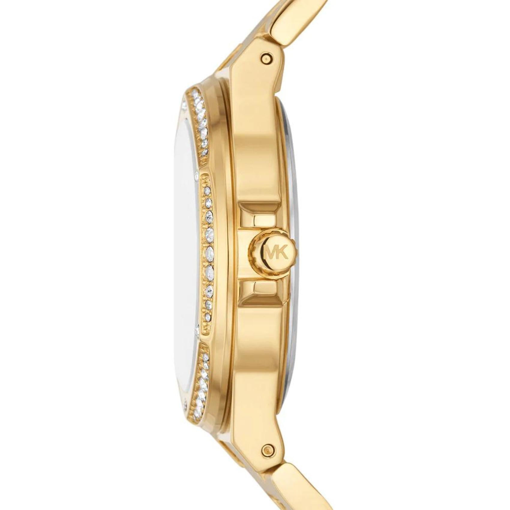 Γυναικείο ρολόι Michael Kors Lennox MK7361 με χρυσό ατσάλινο μπρασελέ και άσπρο καντράν 37mm με ζιργκόν.