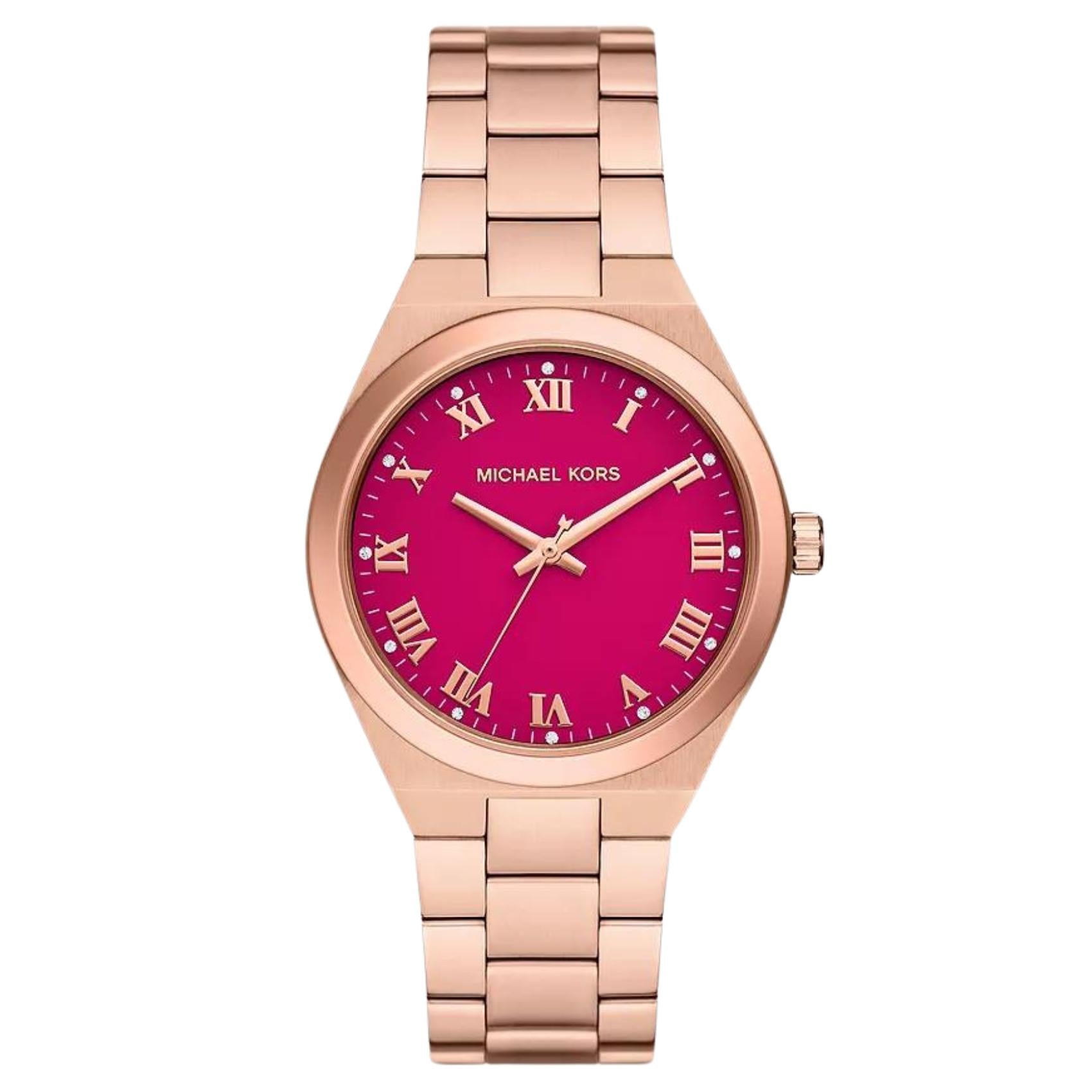 Γυναικείο ρολόι Michael Kors Lennox MK7462 με ροζ χρυσό ατσάλινο μπρασελέ και ροζ καντράν 37mm.