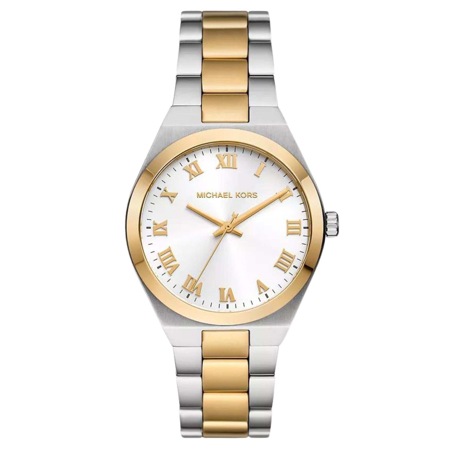 Γυναικείο ρολόι Michael Kors Lennox MK7464  με ασημί-χρυσό ατσάλινο μπρασελέ και άσπρο καντράν 37mm.