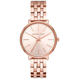 Γυναικείο ρολόι Michael Kors Pyper MK3897 με ροζ χρυσό ατσάλινο μπρασελέ, στρογγυλό ροζ χρυσό καντράν με ζιργκόν και στεφάνι 37mm.