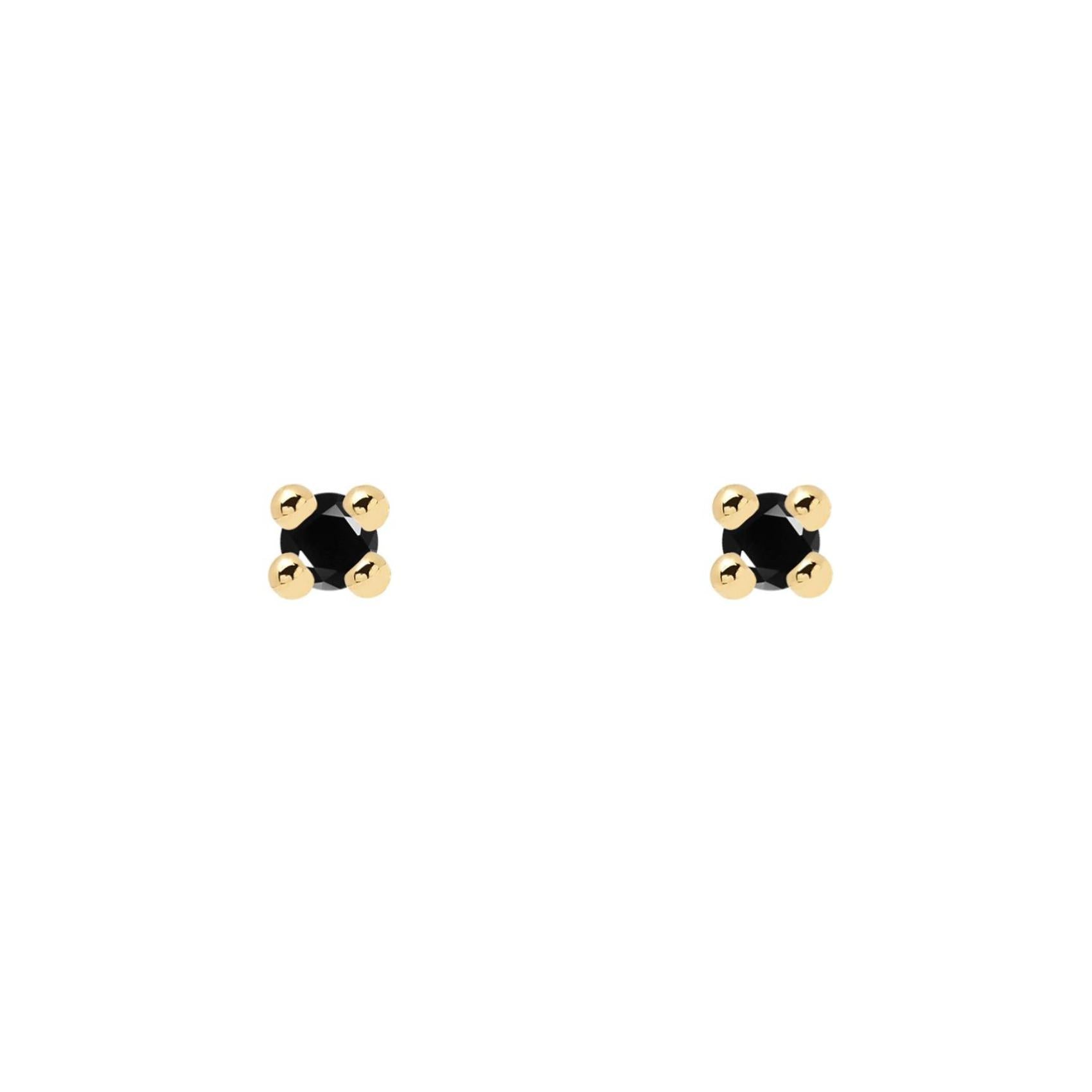 Μονόπετρα σκουλαρίκια Pdpaola AR01-093-U L'Essentiel Black Essentia Gold με μαύρο ζιργκόν.