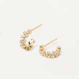Καρφωτά σκουλαρίκια Pdpaola AR01-578-U Essentials Little Crown Gold χρυσά με ζιργκόν.