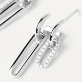 Σκουλαρίκια Pdpaola AR02-828-U Essentials Nexa Silver με διπλό κρικάκι & κρεμαστά με ζιργκόν.