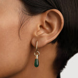 Μονό σκουλαρίκι κρίκος Pdpaola PG01-094-U Icons Green Aventurine Jupiter με κρεμαστή σταγόνα σε πράσινο χρώμα.