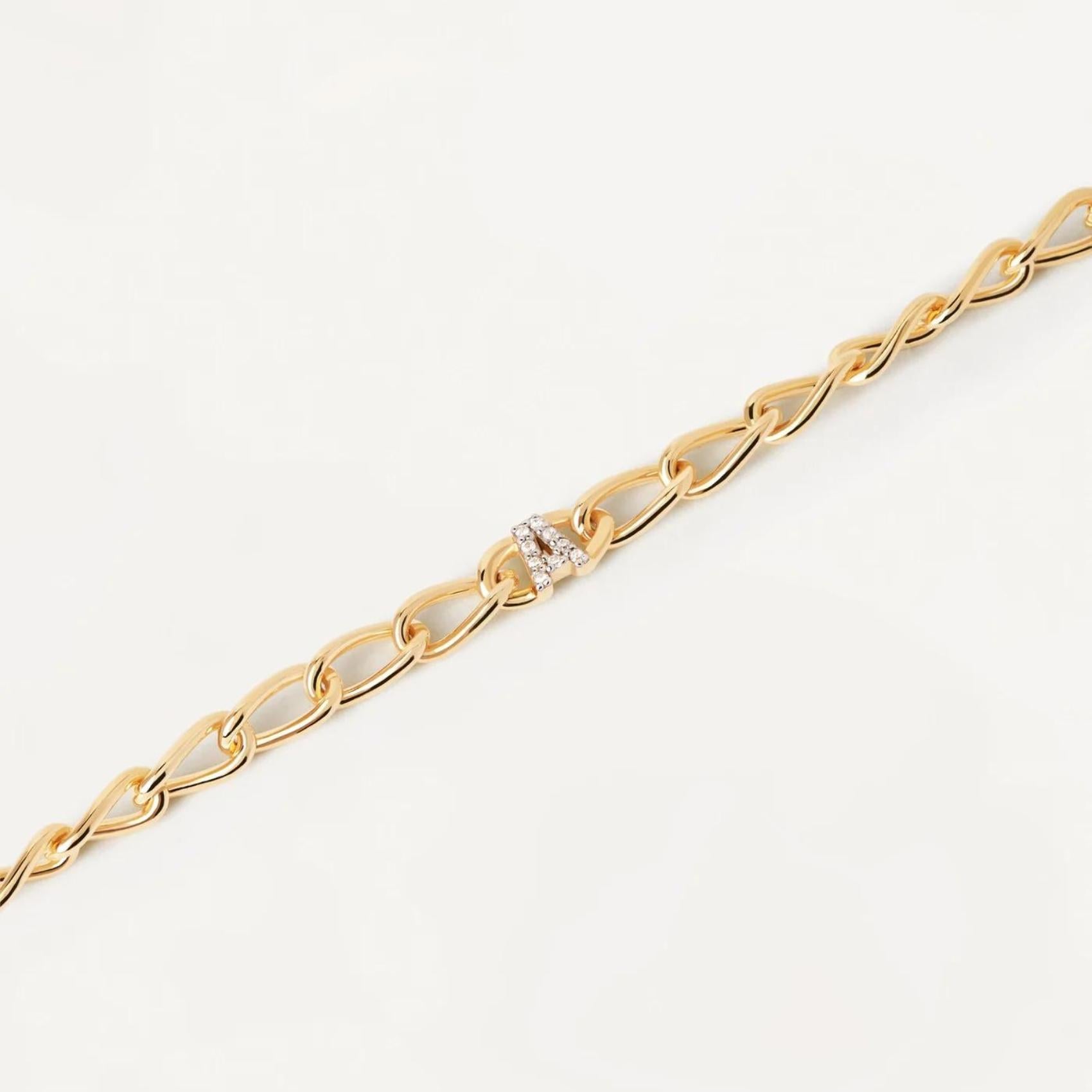 Βραχιόλι αλυσίδα Pdpaola PU01-538-U Letters Letter A Link με αρχικό "Α" με ζιργκόν.
