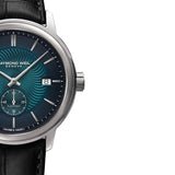 Raymond Weil Maestro 2238-STC-50001 αυτόματο με μαύρο δερμάτινο λουράκι και μπλε καντράν διαμέτρου 39,5mm.