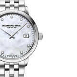 Γυναικείο ρολόι Raymond Weil Toccata Diamonds 5985-ST-97081 με ασημί μπρασελέ και άσπρο φίλντισι καντράν 29mm με διαμάντια.