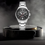 Ανδρικό ρολόι Roamer Sportivo Box Set 978818-41-85-20 χρονογράφος με ασημί ατσάλινο μπρασελέ και μαύρο καντράν 41mm.