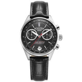 Ανδρικό ρολόι Roamer Sportivo Box Set 978818-41-85-20 χρονογράφος με μαύρο δερμάτινο λουράκι και μαύρο καντράν 41mm.
