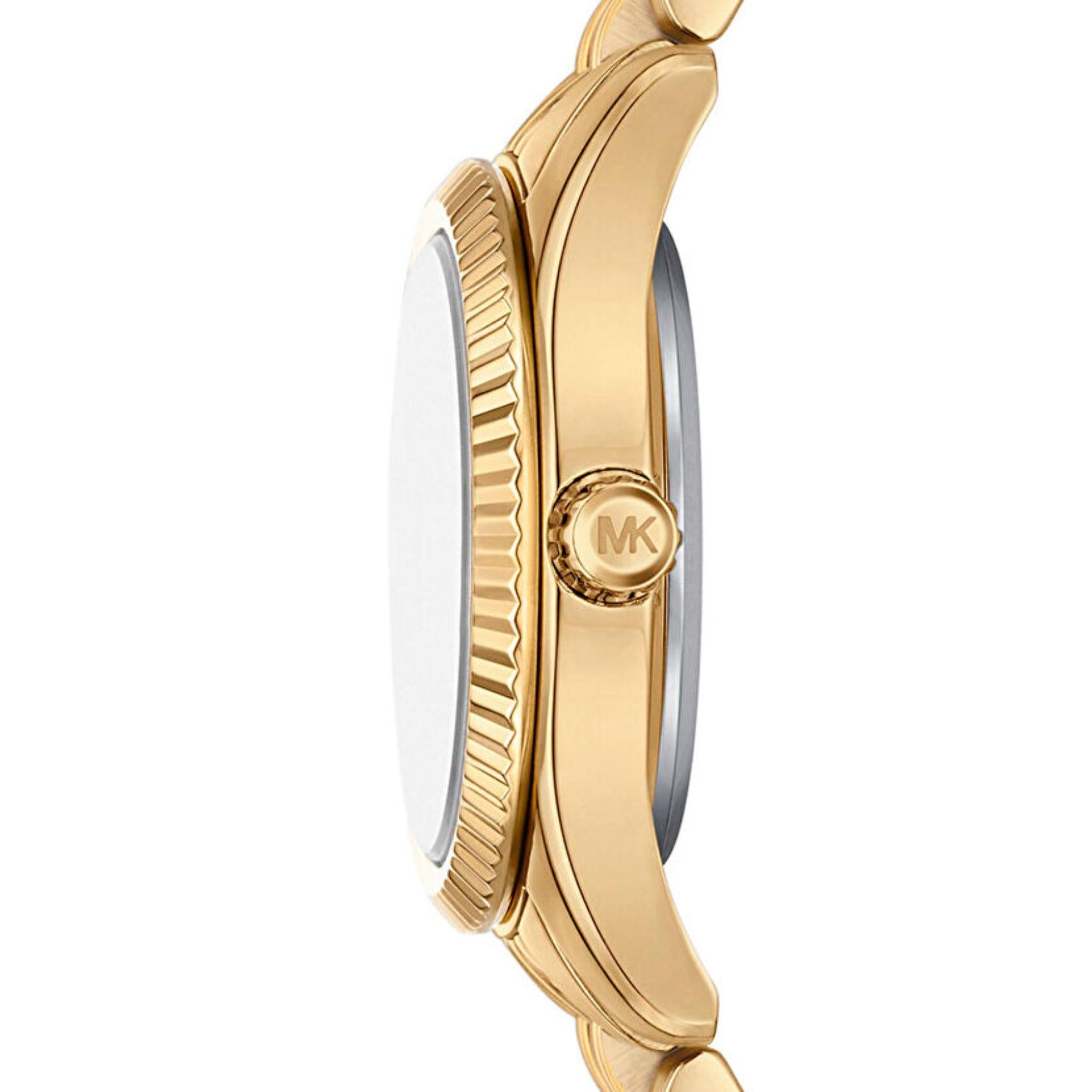 Γυναικείο ρολόι Michael Kors Lexington MK4802 με χρυσό μπρασελέ από ανοξείδωτο ατσάλι και μπλε καντράν 26mm με διακριτικά ζιργκόν.