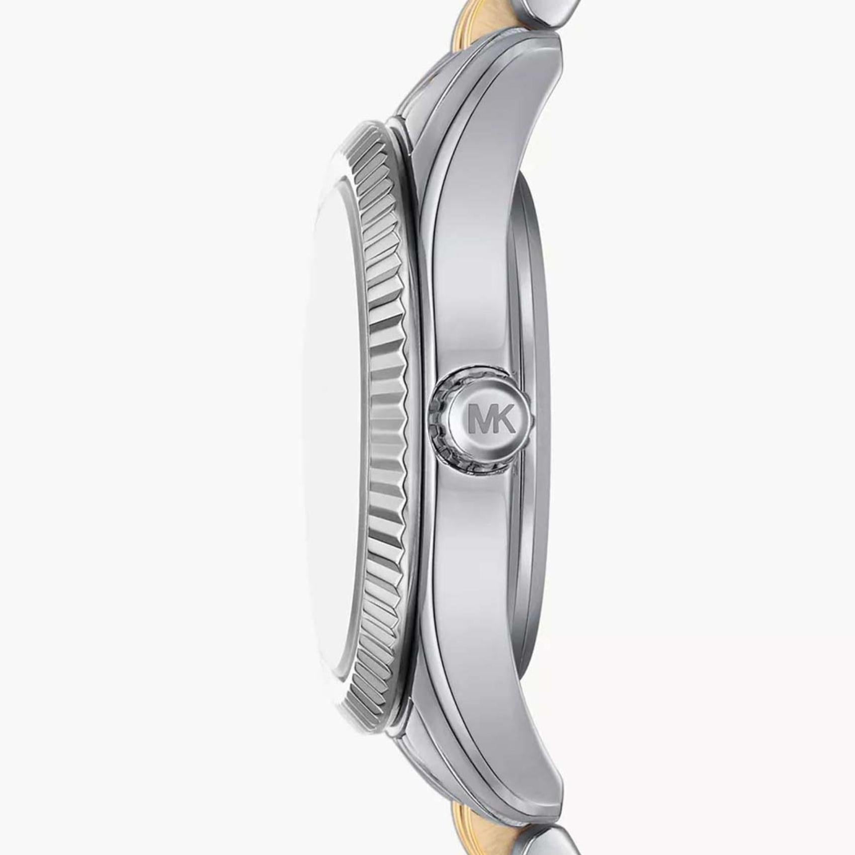 Γυναικείο ρολόι Michael Kors Lexington MK4865 με δίχρωμο ασημί-χρυσό μπρασελέ και μπλε καντράν 26mm με ζιργκόν.