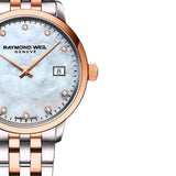 Γυναικείο ρολόι Raymond Weil Toccata Diamonds 5985-SP5-97081 με δίχρωμο μπρασελέ και άσπρο φίλντισι καντράν 29mm με διαμάντια.