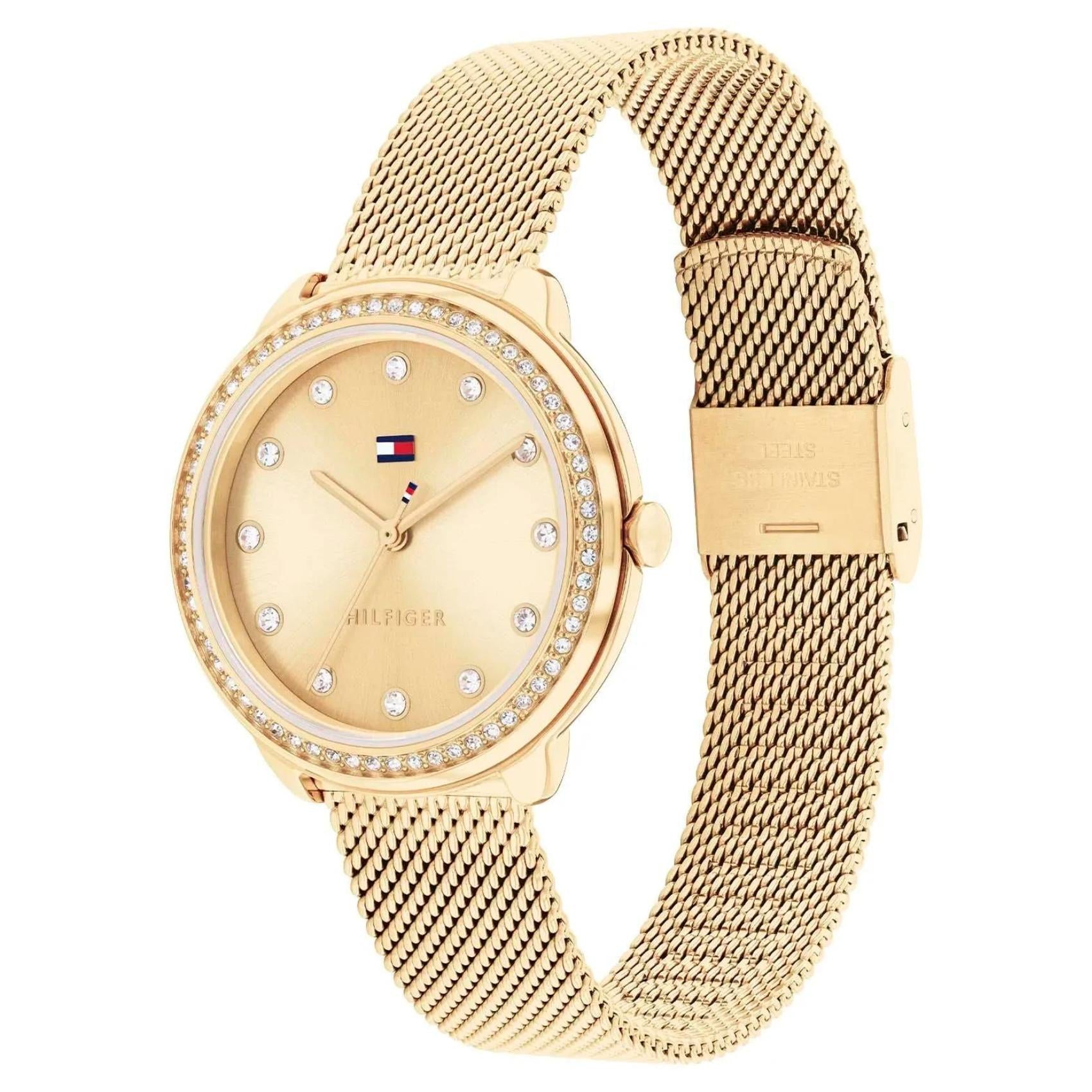 Γυναικείο ρολόι Tommy Hilfiger Demi 1782699 με χρυσό ατσάλινο μπρασελέ, χρυσό καντράν 32mm και ζιργκόν.