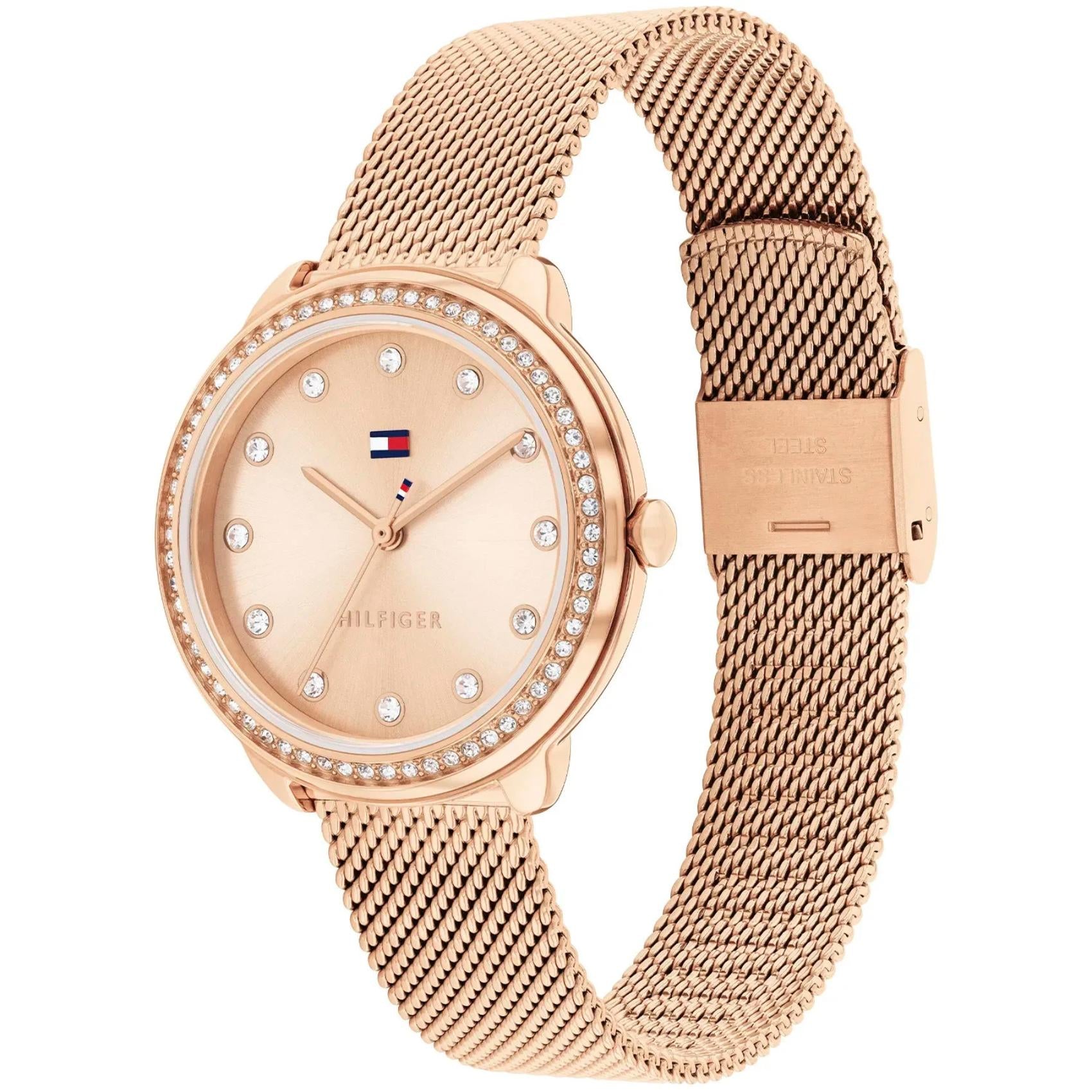 Γυναικείο ρολόι Tommy Hilfiger Demi 1782700 με ροζ χρυσό ατσάλινο μπρασελέ και ροζ χρυσό καντράν 32mm με ζιργκόν.