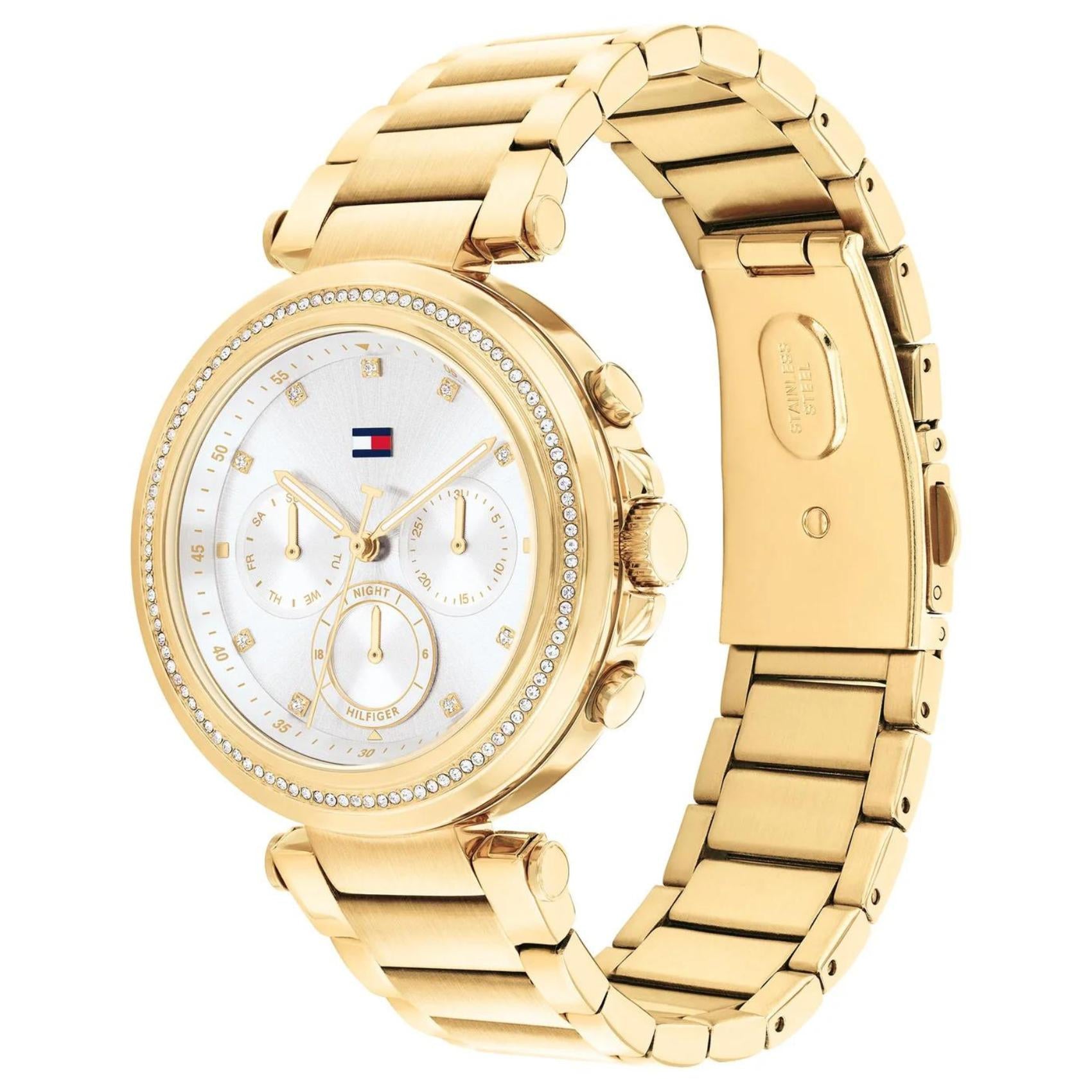 Γυναικείο ρολόι Tommy Hilfiger Emily 1782703 με χρυσό ατσάλινο μπρασελέ και χρυσό καντράν 38mm με ζιργκόν.