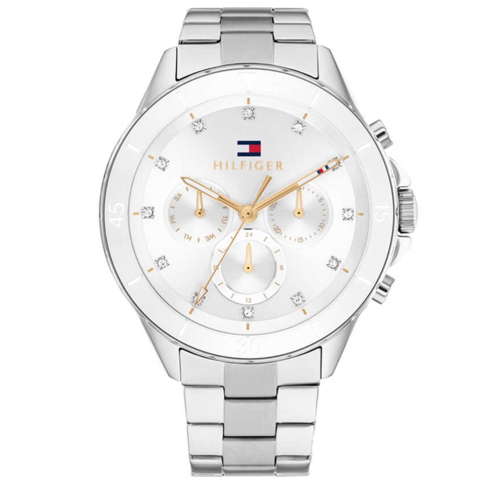 Ρολόι Tommy Hilfiger Mellie 1782707 με ασημί ατσάλινο μπρασελέ και ασημί καντράν 40mm με ζιργκόν.