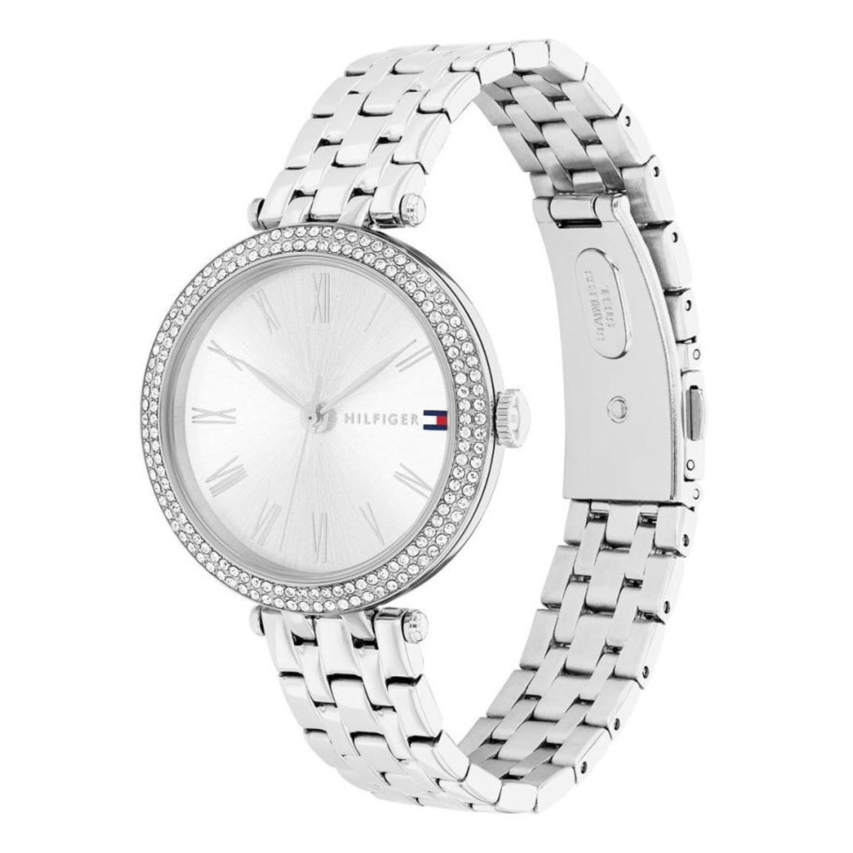 Ρολόι Tommy Hilfiger Natalie 1782719 με ασημί ατσάλινο μπρασελέ και ασημί καντράν 34mm με ζιργκόν.