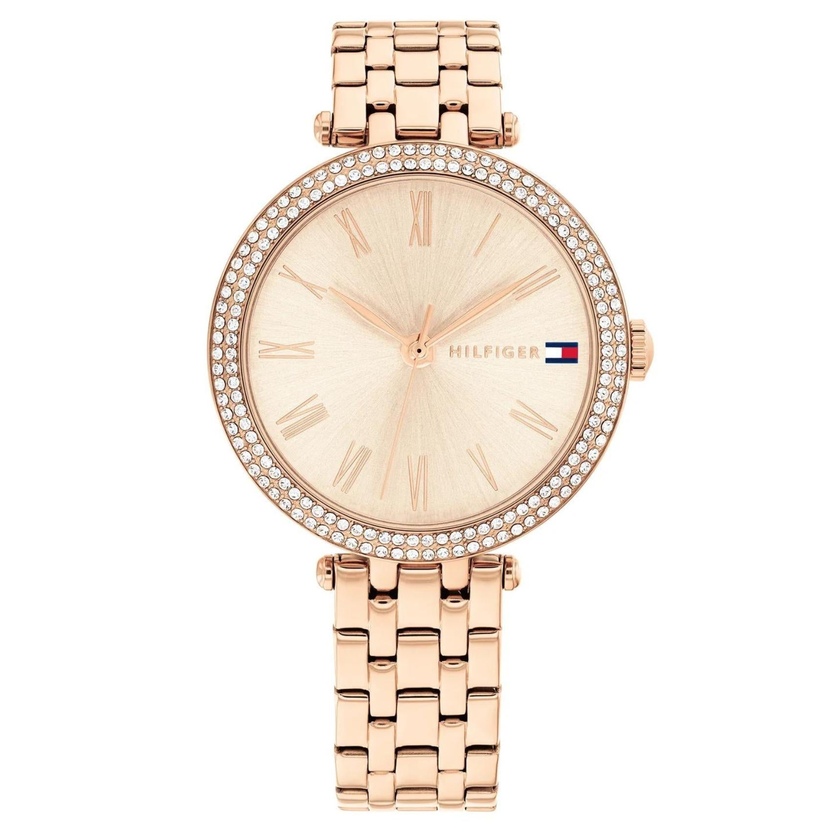 Γυναικείο ρολόι Tommy Hilfiger Natalie 1782721 με ροζ χρυσό ατσάλινο μπρασελέ και ροζ χρυσό καντράν 34mm με ζιργκόν.