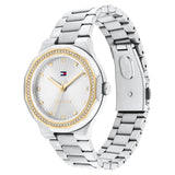 Ρολόι Tommy Hilfiger Piper Crystals 1782723 με ασημί ατσάλινο μπρασελέ και ασημί καντράν 36mm με ζιργκόν.