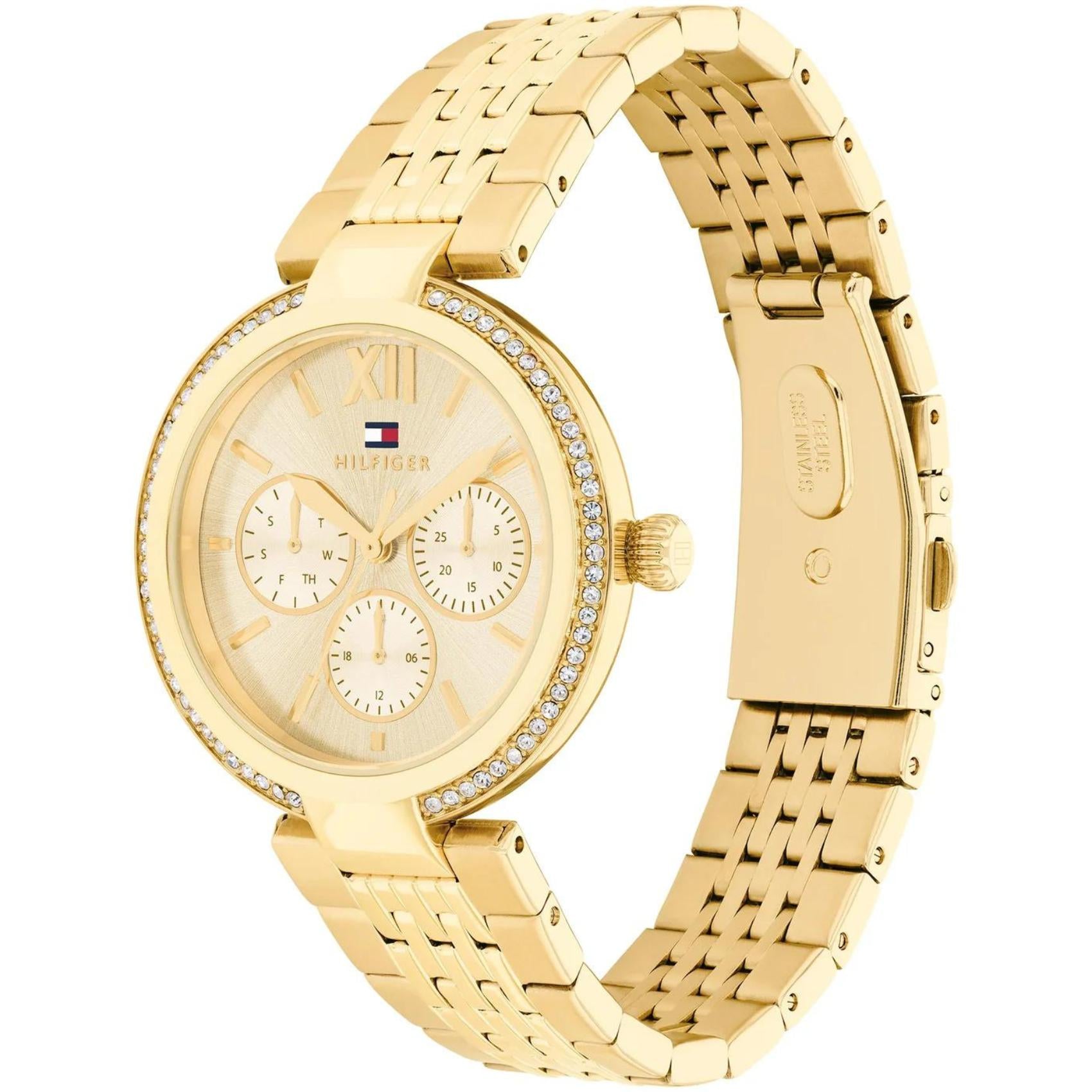 Ρολόι Tommy Hilfiger Sophia 1782697 με χρυσό ατσάλινο μπρασελέ και χρυσό καντράν διαμέτρου 36mm με ζιργκόν.