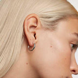 Σκουλαρίκια κρίκοι PDPAOLA AR02-377-U Medium Cloud κατασκευασμένα από ασήμι 925 με επιπλατίνωση από ρόδιο.