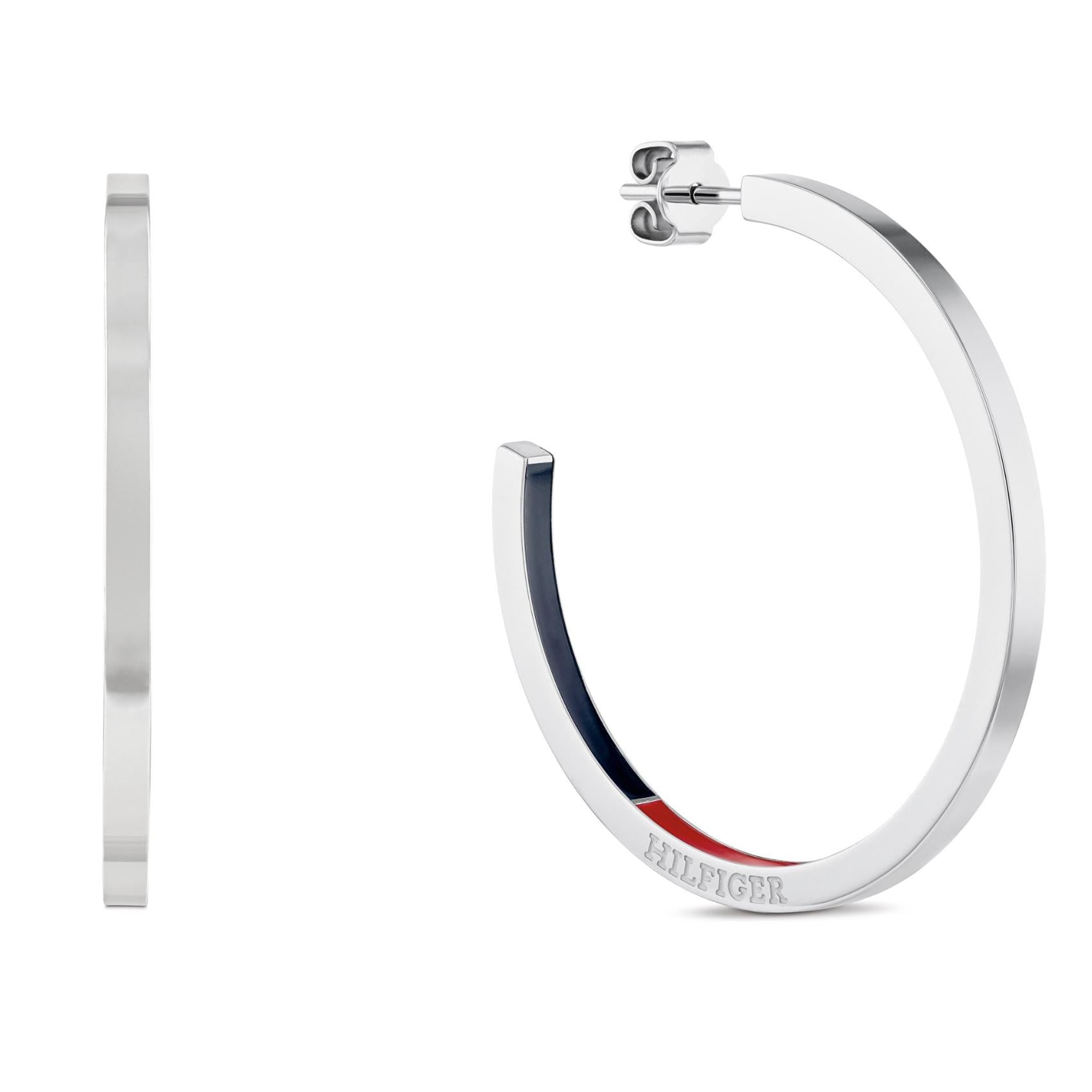 Σκουλαρίκια κρίκοι Tommy Hilfiger 2780811 από επιπλατινωμένο ατσάλι σε ασημένιο χρώμα.