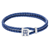 Ανδρικό βραχιόλι Tommy Hilfiger 2790530 από μπλε δέρμα με ασημένιο κούμπωμα.