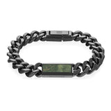 Ανδρικό βραχιόλι ατσάλινο Tommy Hilfiger 2790540 σε μαύρο χρώμα και μαύρη αγκράφα και πράσινη πέτρα.