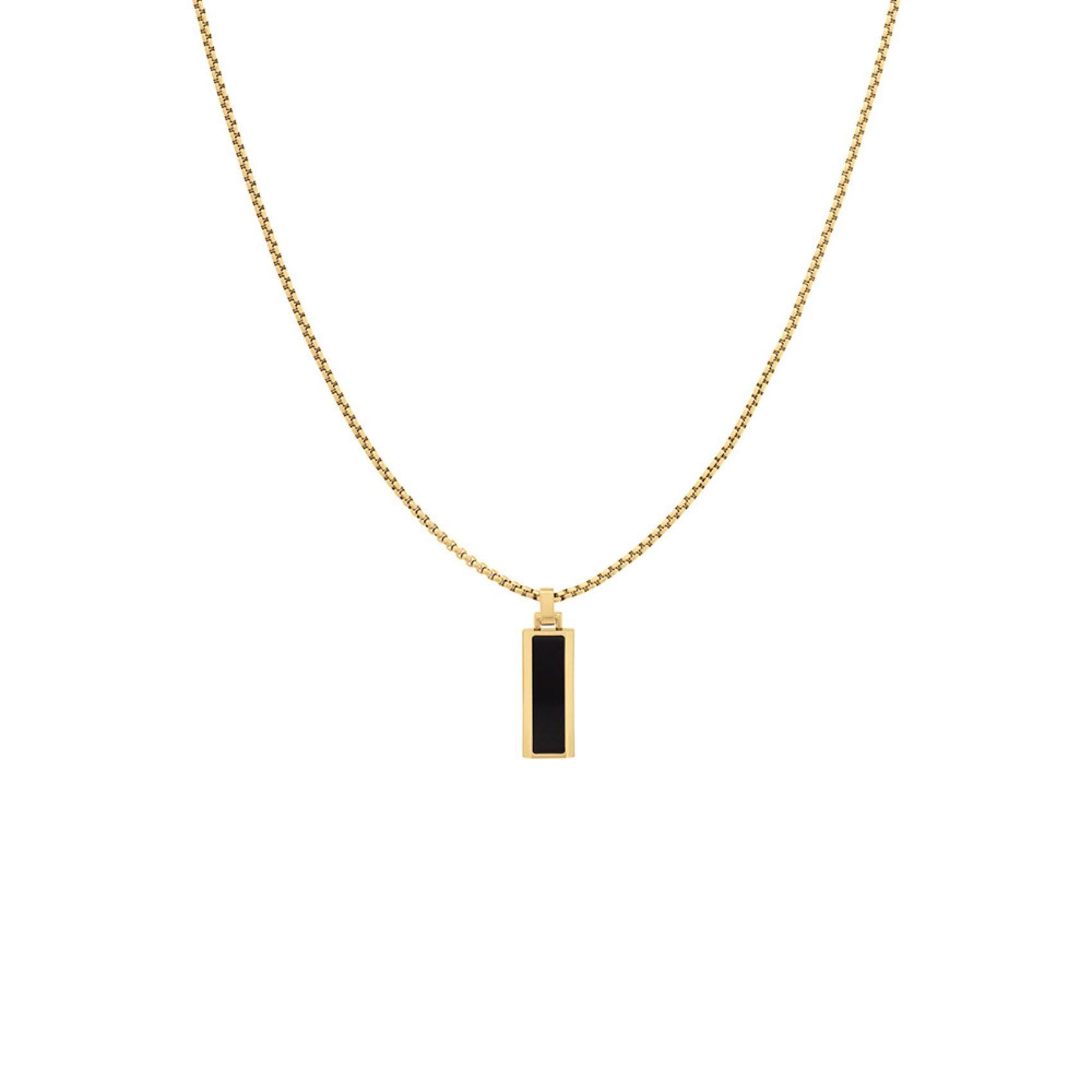 Ανδρικό κολιέ Tommy Hilfiger 2790541, με ορθογώνιο στοιχείο ενσωματομένο στην αλυσίδα κατασκευασμένο από χειρουργικό ατσάλι σε χρυσό χρώμα με μαύρο όνυχα.