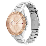 Γυναικείο ρολόι Tommy Hilfiger Arianna 1782503 με ασημί ατσάλινο μπρασελέ και ροζ χρυσό καντράν διαμέτρου 38mm με ζιργκόν.