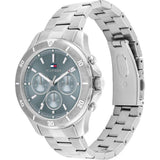 Γυναικείο ρολόι Tommy Hilfiger Aspen 1782638 με ασημί ατσάλινο μπρασελέ και μπλε καντράν διαμέτρου 38mm με ημέρα-ημερομηνία και ζιργκόν.