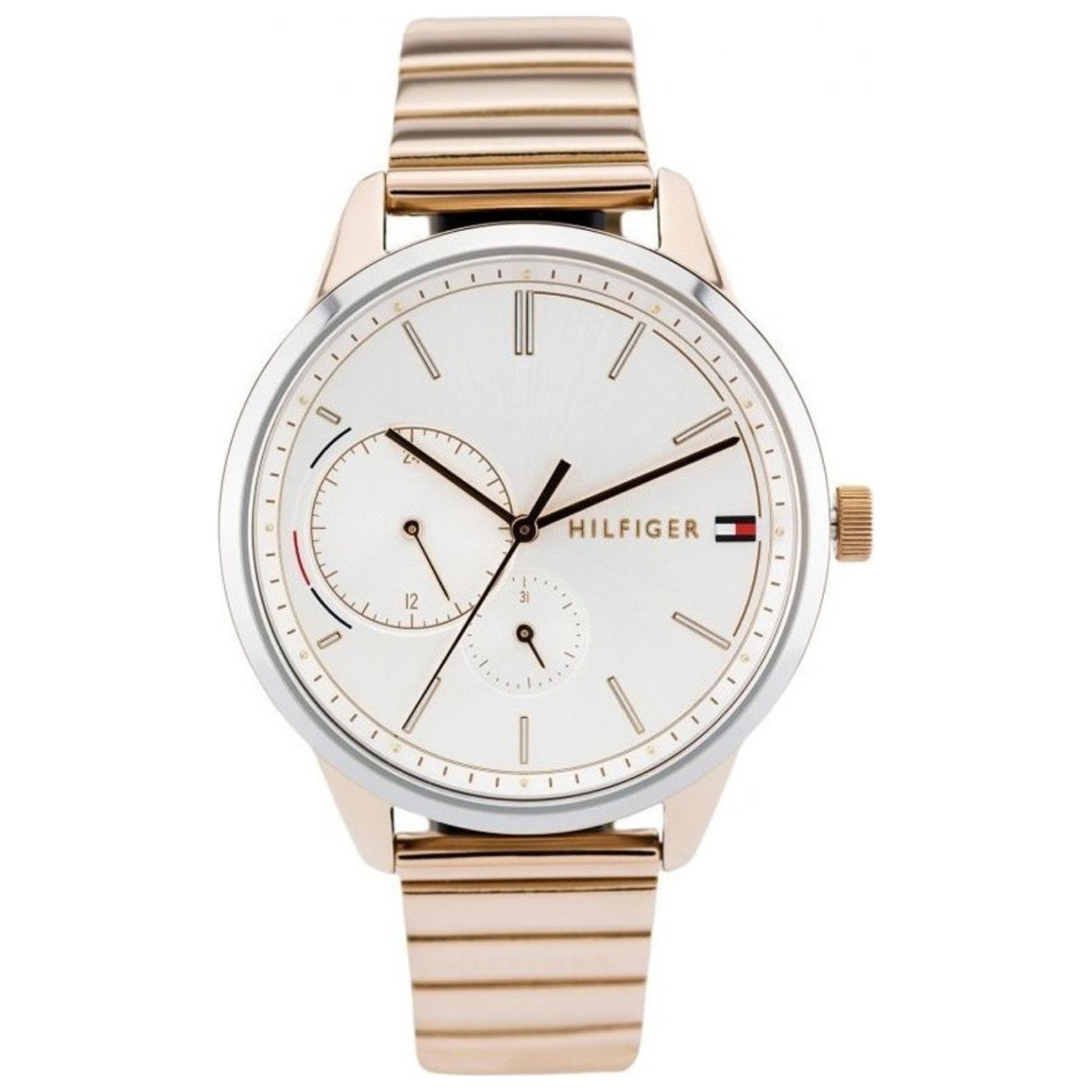 Γυναικείο ρολόι Tommy Hilfiger Brooke 1782021 με ροζ χρυσό ατσάλινο μπρασελέ και άσπρο καντράν διαμέτρου 38mm με ημερομηνία.