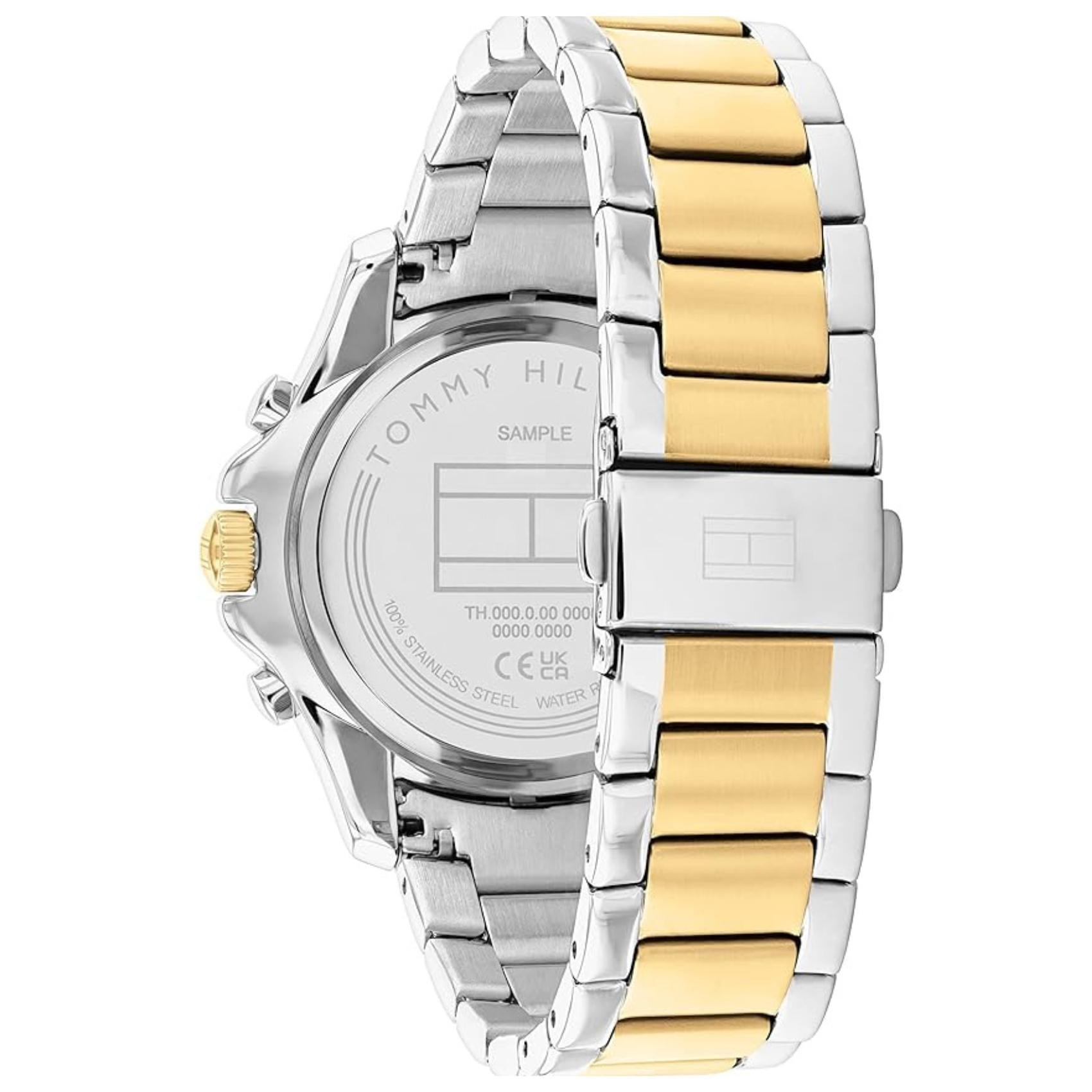 Ρολόι Tommy Hilfiger Brooklyn 1782615, με δίχρωμο μπρασελέ, ασημί καντράν διαμέτρου 36mm με ένδειξη ημερομηνίας και ημέρας.