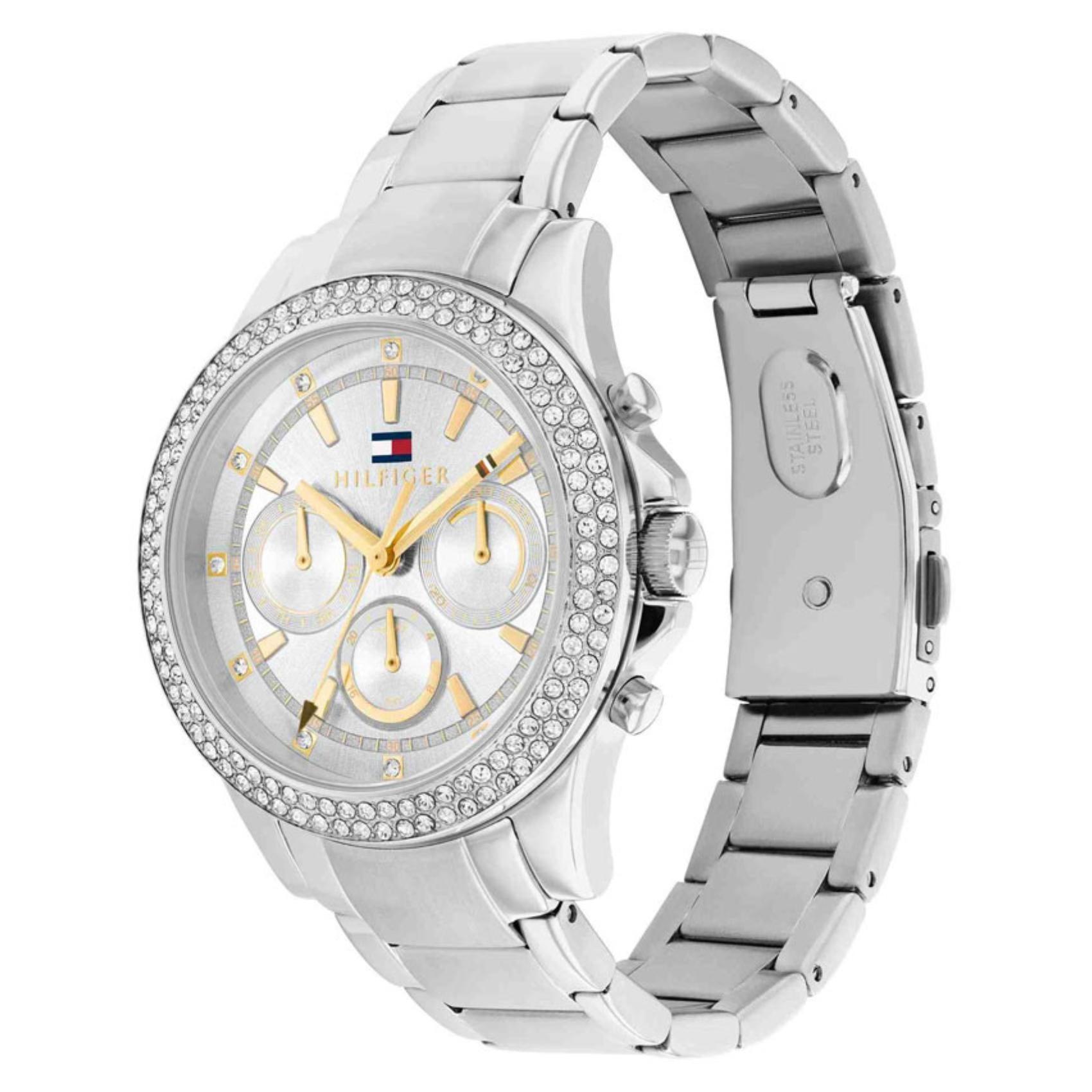Γυναικείο ρολόι Tommy Hilfiger Haven 1782677 με ασημί ατσάλινο μπρασελέ και άσπρο καντράν διαμέτρου 38mm με ημέρα-ημερομηνία και ζιργκόν.