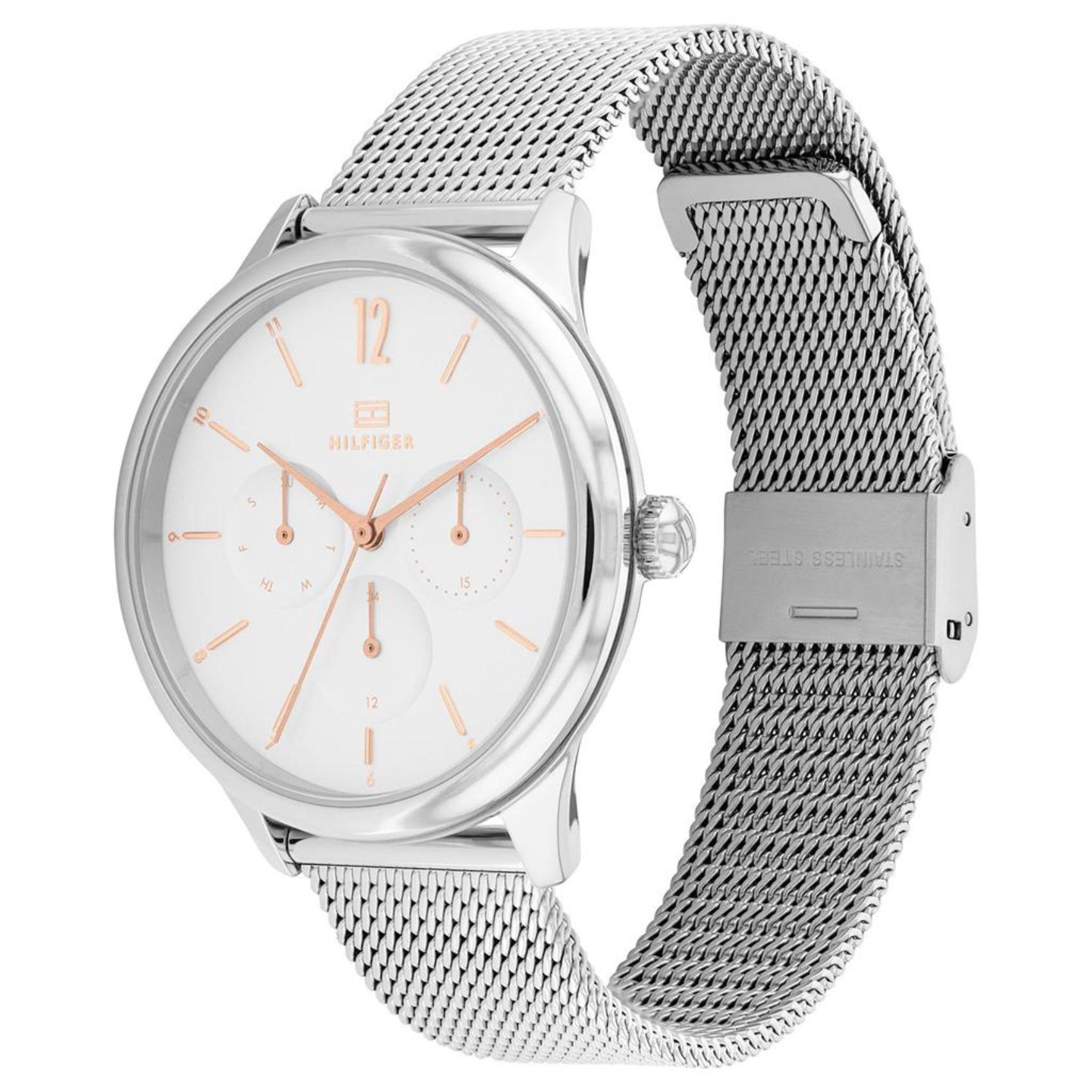 Γυναικείο ρολόι Tommy Hilfiger Layla 1782456  με ασημί ατσάλινο μπρασελέ και άσπρο καντράν διαμέτρου 38mm.