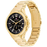 Γυναικείο ρολόι Tommy Hilfiger Siena 1782599 με χρυσό ατσάλινο μπρασελέ και μαύρο καντράν διαμέτρου 40mm με ζιργκόν.