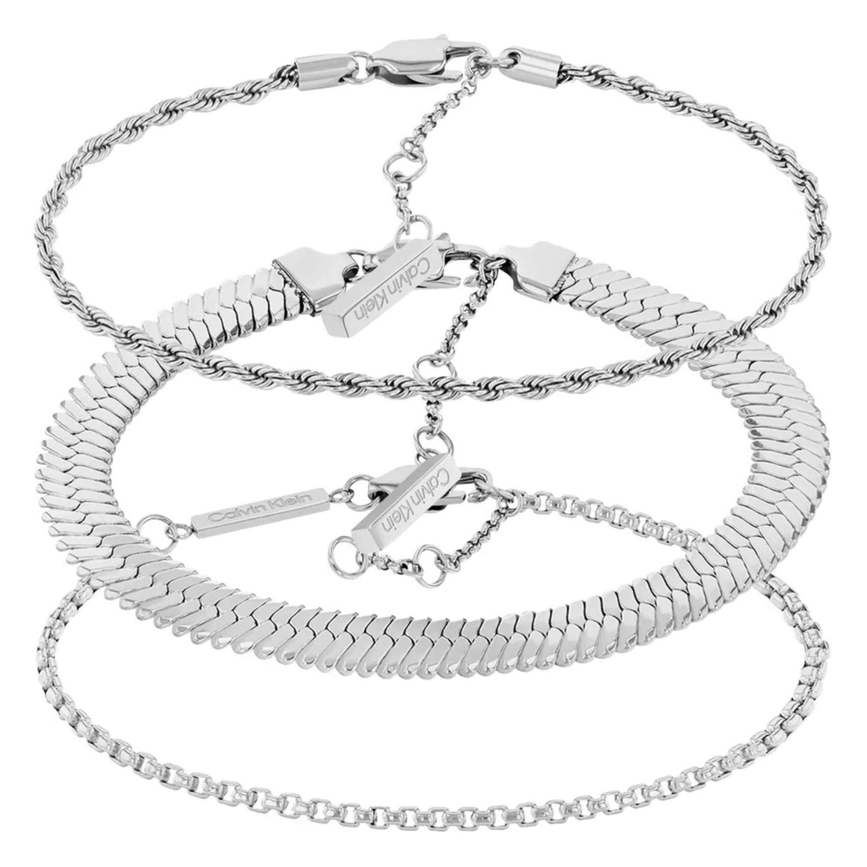 Τριπλό γυναικείο βραχιόλι Calvin Klein 35000625 ατσάλινο ασημί.