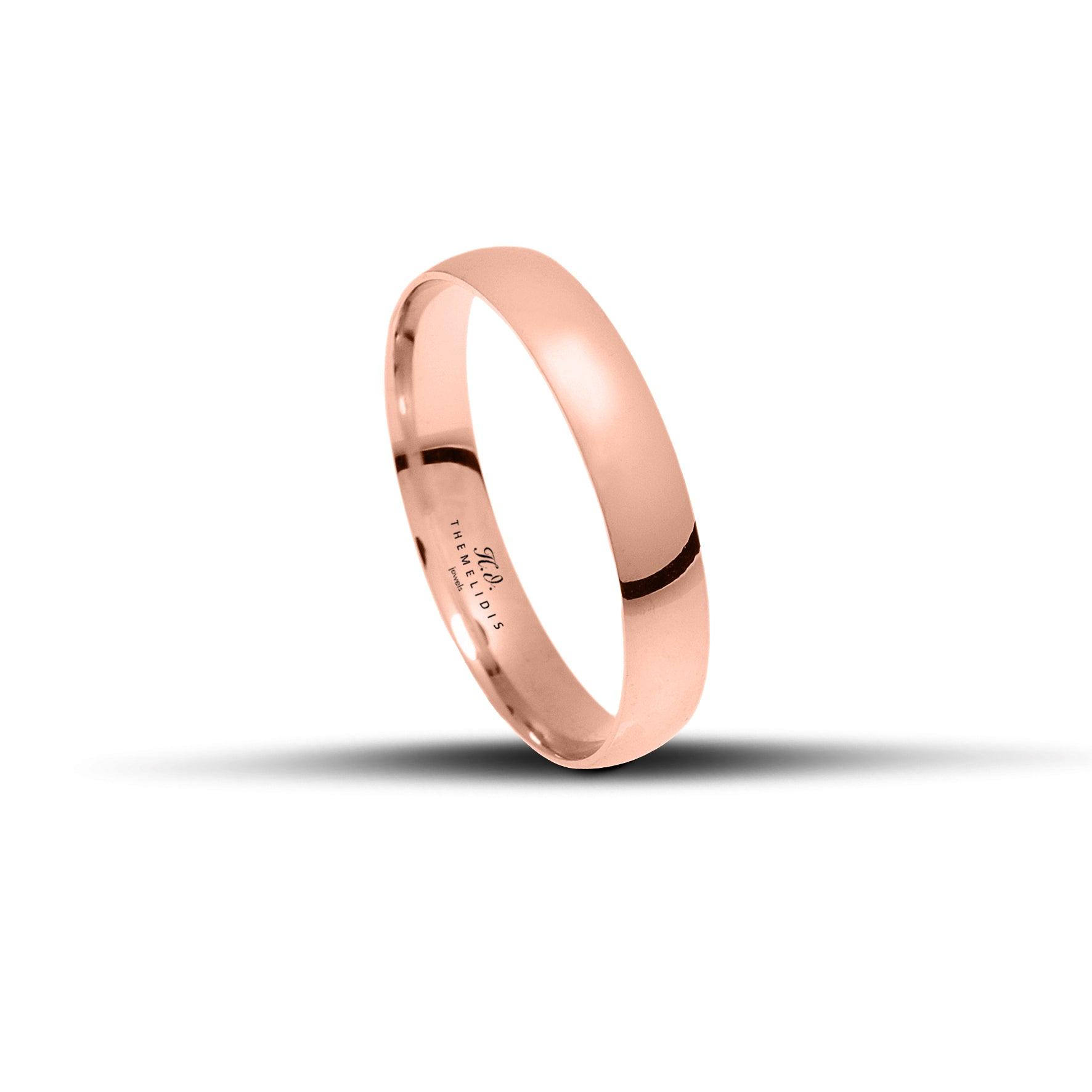 Κλασικές Βέρες Γάμου Ροζ Χρυσές  πλάτους 4mm.