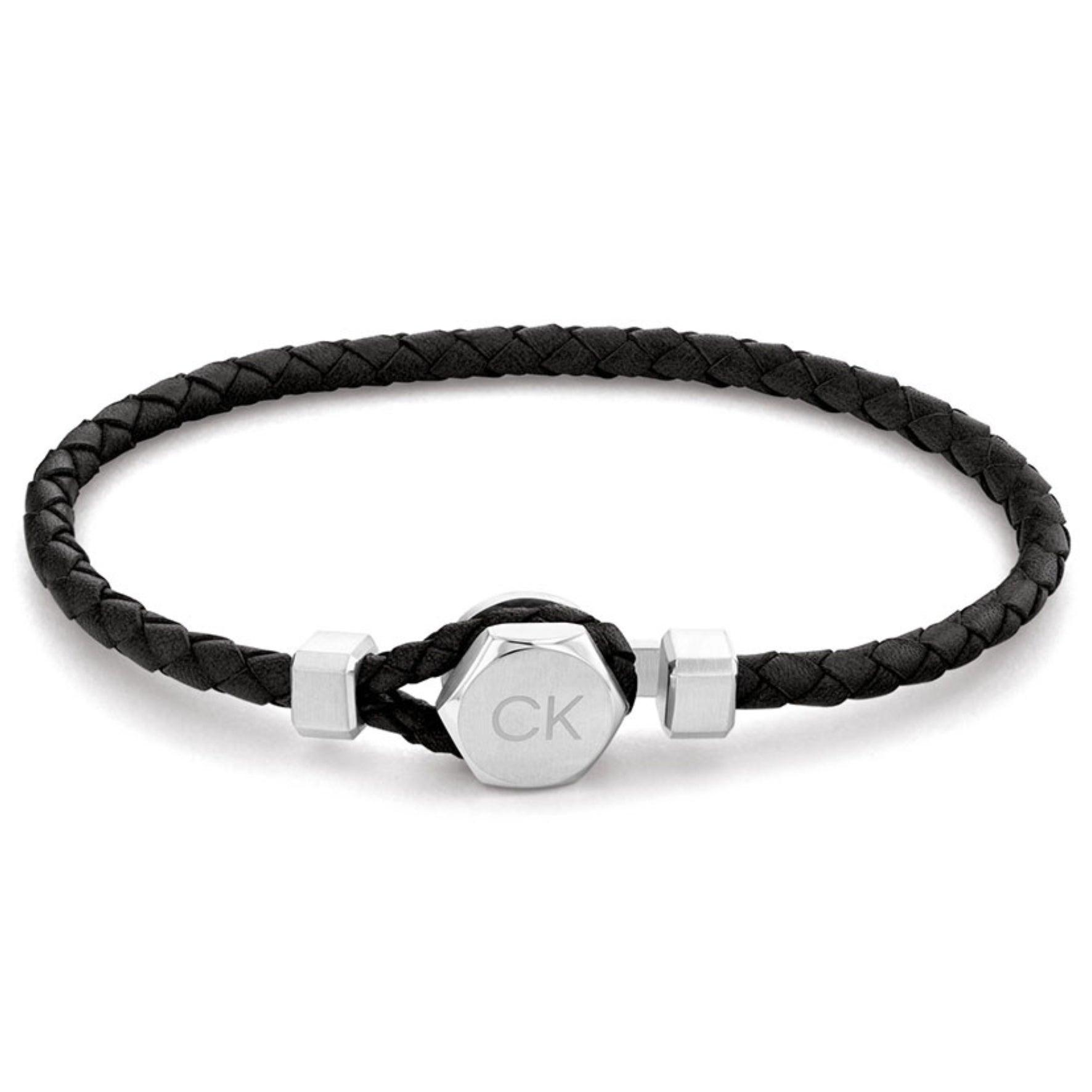 Ανδρικό βραχιόλι Calvin Klein 35000260 από μαύρο δέρμα.