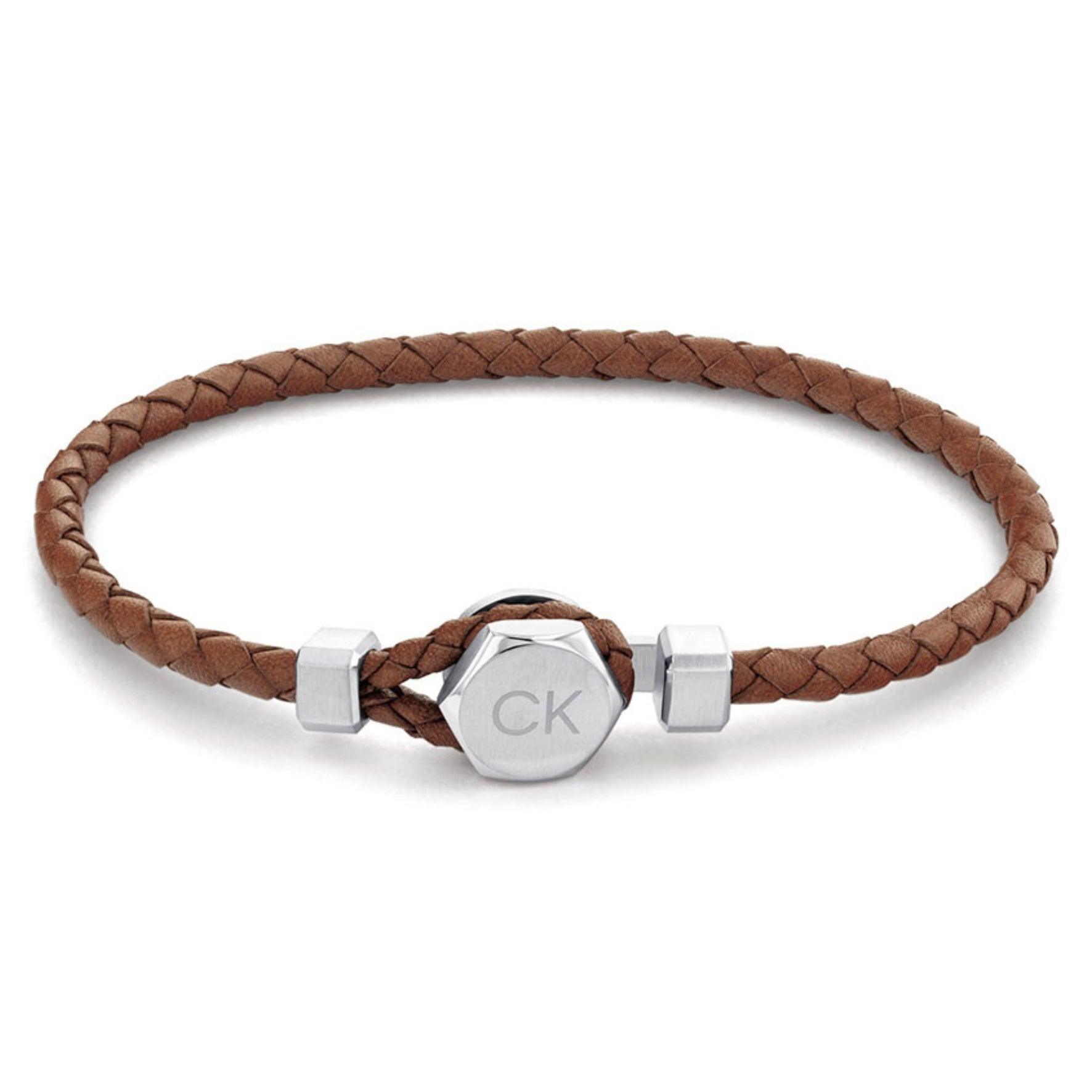 Ανδρικό βραχιόλι Calvin Klein 35000261 από καφέ δέρμα.