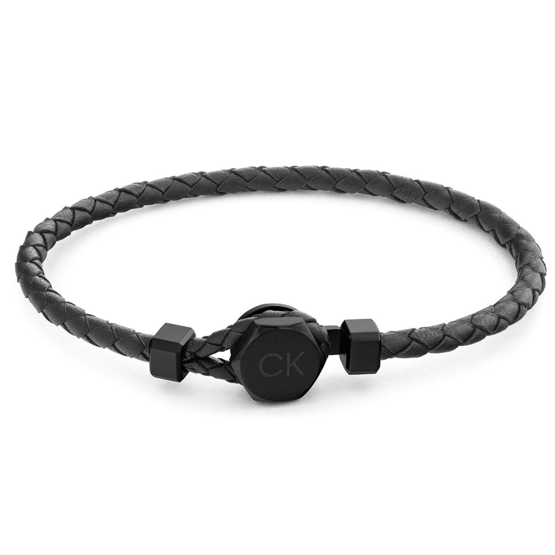 Ανδρικό βραχιόλι Calvin Klein 35000262 από μαύρο δέρμα.