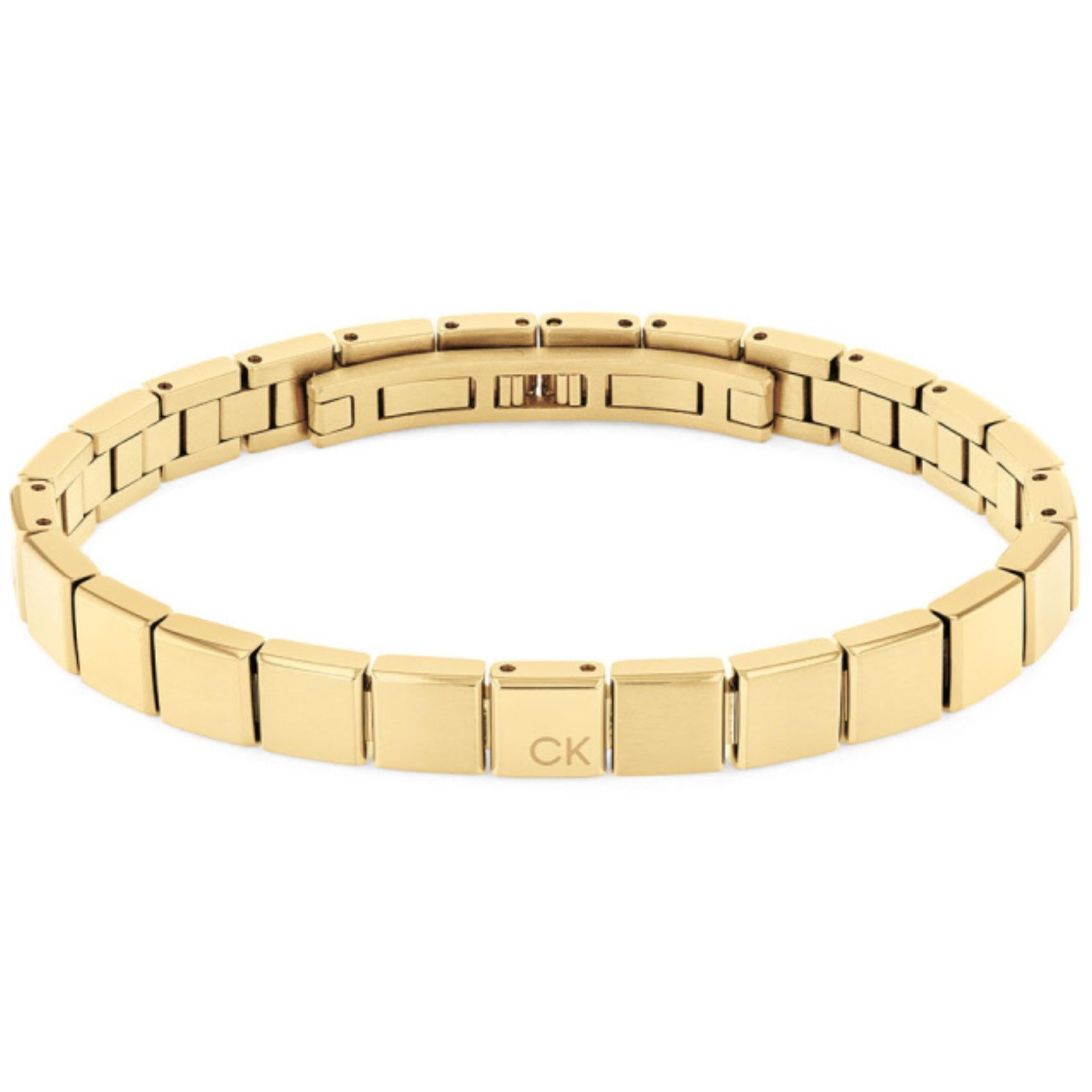 Ατσάλινο βραχιόλι χειροπέδα calvin klein 35000489 σε χρυσό χρώμα.